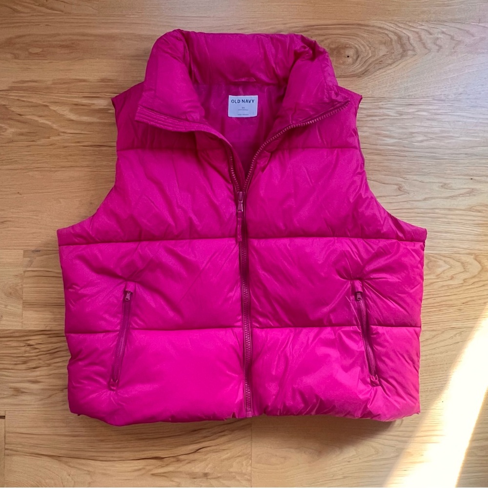 OLD NAVY PINK PUFFER VEST SIZE 2X - Picture 2 of 10
